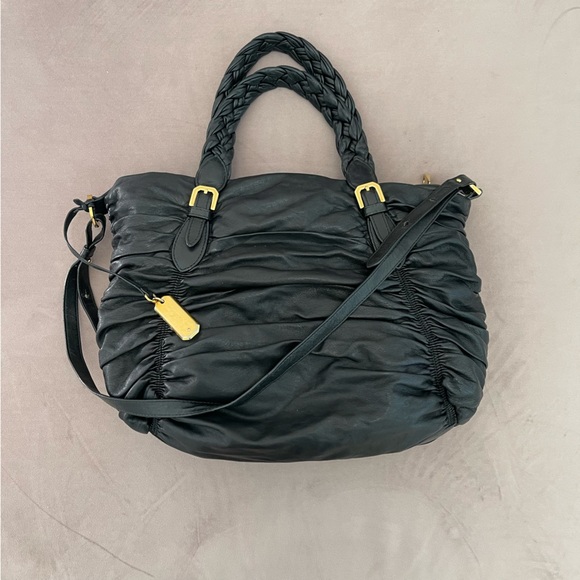 Bally Black Leather Ruched Handbag - Picture 13 of 16